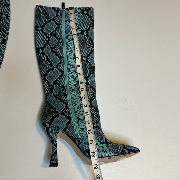 Gianni Bini Lennoxe Snake Print Leather Stilleto Heel Boots Teal Black 6.5 - Picture 7 of 12